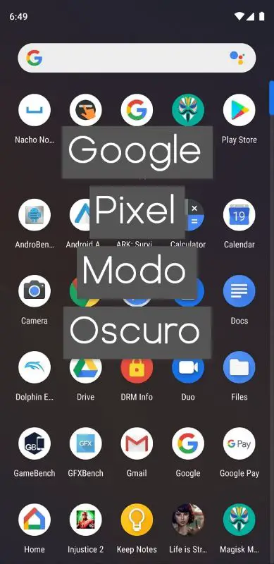 Google Pixel modo oscuro